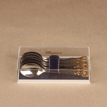 Hackman Myrna kahvilusikka, teräs, kulta, 6 kpl, suunnittelija ,