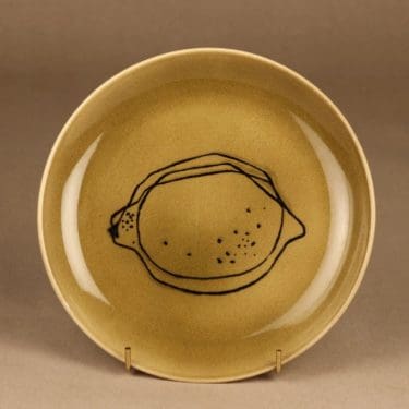 Arabia Graffito koristelautanen, sitruuna, suunnittelija Gunvor Olin, sitruuna, käsinmaalattu