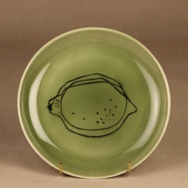 Arabia Graffito koristelautanen, sitruuna, suunnittelija Gunvor Olin, sitruuna, käsinmaalattu