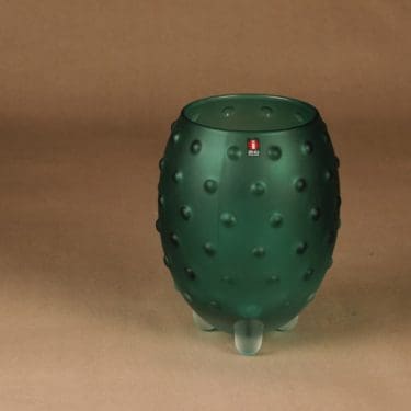 Iittala Major maljakko, tummanvihreä, suunnittelija Tiina Nordström,