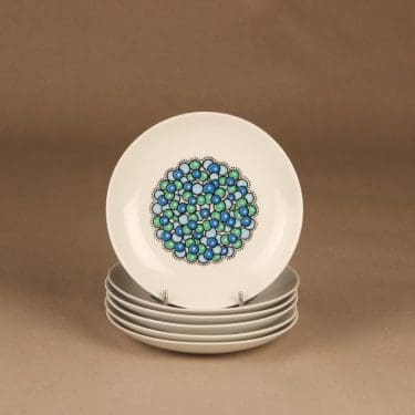 Arabia Marina leivoslautaset, sinivihreä, 6 kpl, suunnittelija Anja Jaatinen-Winquist, serikuva
