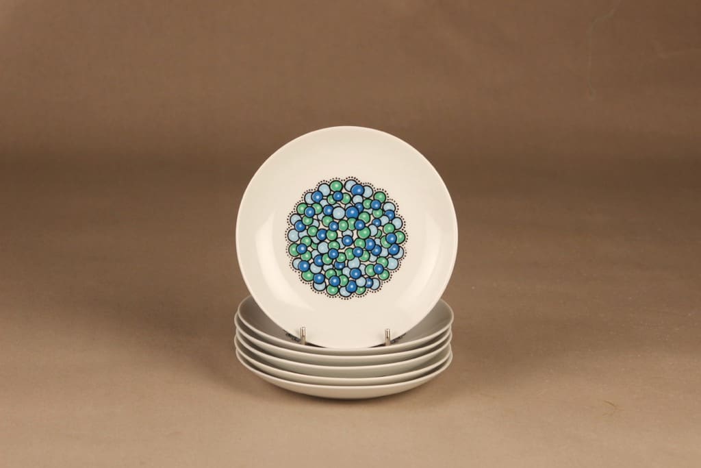 Arabia Marina leivoslautaset, sinivihreä, 6 kpl, suunnittelija Anja Jaatinen-Winquist, serikuva