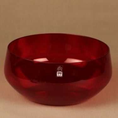 Riihimäen lasi kulho, rubiininpunainen, suunnittelija , rubiininpunainen