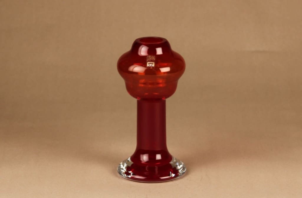 Riihimäen lasi Puisto maljakko, rubiininpunainen, suunnittelija Ulla-Maija Vikman,