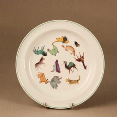 Arabia Zoo lautanen, matala, suunnittelija Anja Juurikkala, matala, eläin-aihe