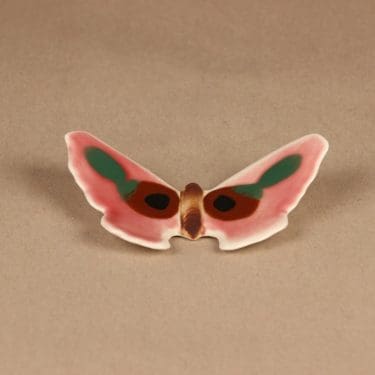 Arabia Perhonen seinäkoriste, käsinmaalattu, suunnittelija Heljä Liukko-Sundström, käsinmaalattu