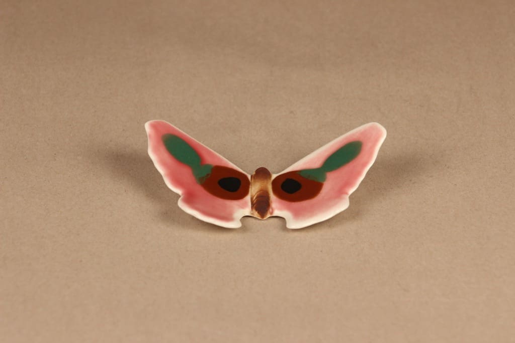 Arabia Perhonen seinäkoriste, käsinmaalattu, suunnittelija Heljä Liukko-Sundström, käsinmaalattu