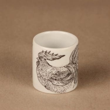 Arabia Kukko munakuppi, mustavalkoinen, suunnittelija Gunvor Olin-Grönqvist,