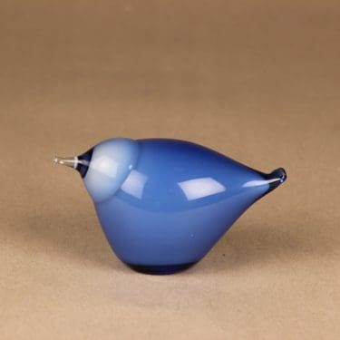 Nuutajärvi lintu , Sinisirri, suunnittelija Oiva Toikka, Sinisirri, Signeerattu