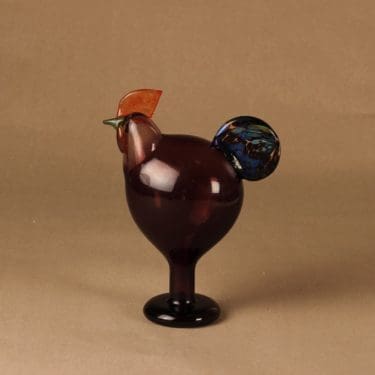 Nuutajärvi Vuosilintu 1998, Kukko, suunnittelija Oiva Toikka, Kukko, signeerattu, jalallinen