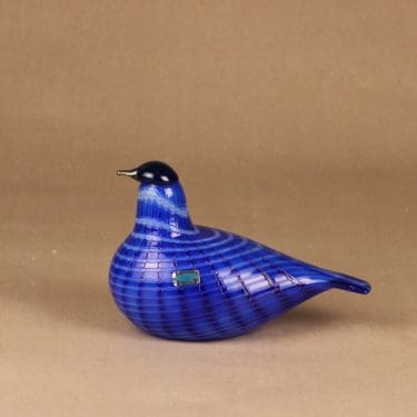 Nuutajärvi lintu , Lintu sininen, suunnittelija Oiva Toikka, Lintu sininen, signeerattu, yrityslintu