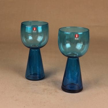 Nuutajärvi Jano lasi, pikkuviini, 2 kpl, suunnittelija Markku Salo, pikkuviini, jalallinen