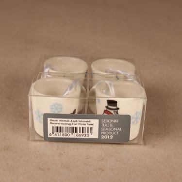 Arabia Muumi minimukit, Sesonkituote 2012, 4 kpl, suunnittelija Tove Slotte-Elevant, Sesonkituote 2012, muumimuki, muumi