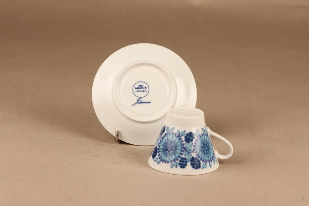 Arabia Johanna kahvikuppi, sininen, suunnittelija Raija Uosikkinen, serikuva kuva 3