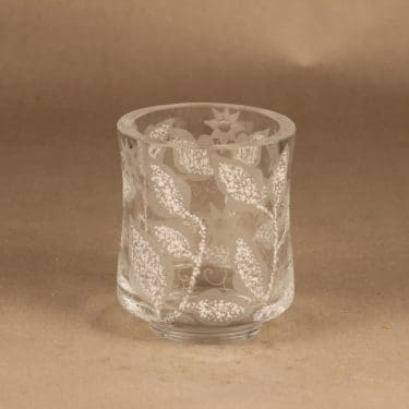 Kauklahden lasi kulho, vasaroitu koriste, suunnittelija Theodor Käppi, vasaroitu koriste, signeerattu