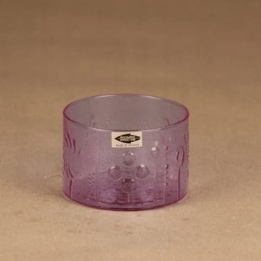 Nuutajärvi Flora jälkiruokakulho, neodymi, suunnittelija Oiva Toikka,