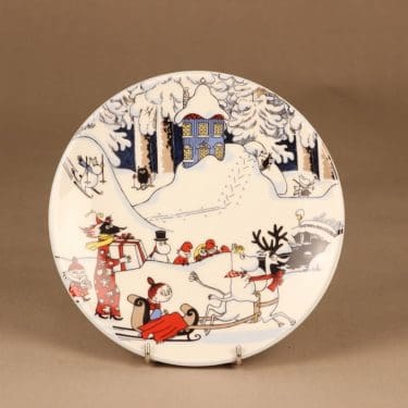 Arabia muumi Joulutervehdys, suuri, suunnittelija Tove Slotte-Elevant, suuri, serikuva, joulu