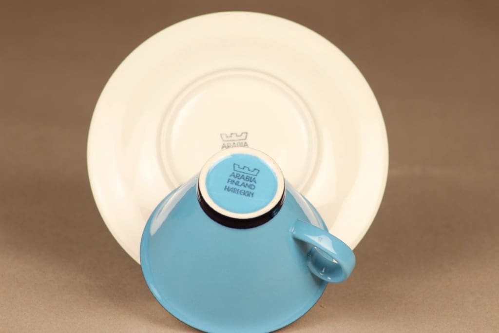 Arabia Harlekin kahvikuppi, turkoosi, suunnittelija Inkeri Leivo, kuva 3