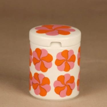 Arabia Mamselli purnukka, kannellinen, suunnittelija Gunvor Olin-Grönqvist, kannellinen, kukka, serikuva