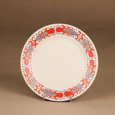 Arabia Esmeralda kakkulautanen, punainen, suunnittelija Esteri Tomula, serikuva