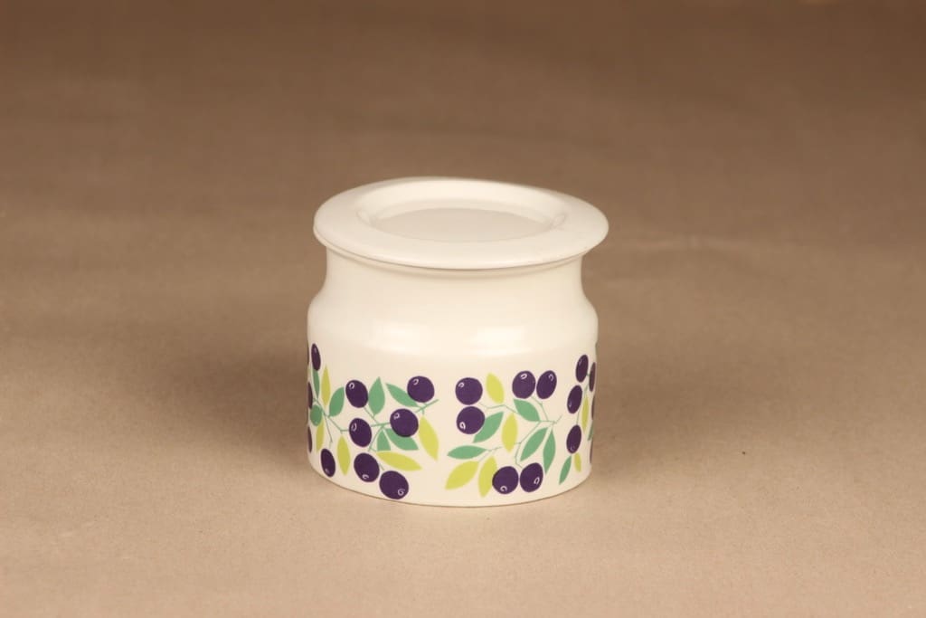 Arabia Pomona blueberry jar with lid designer Raija Uosikkinen