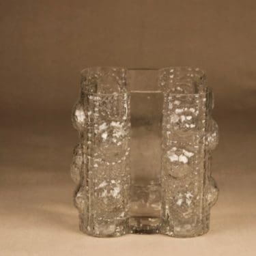 Riihimäen lasi Quadrifolia maljakko, kirkas, suunnittelija Nanny Still, retro, massiivinen