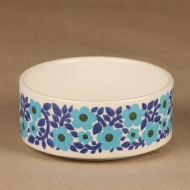 Arabia Ahmet kulho, sininen, turkoosi, suunnittelija Raija Uosikkinen, kukka, serikuva