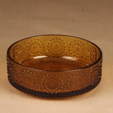 Riihimäen lasi Grapponia tarjoilukulho, amber, suunnittelija Nanny Still,