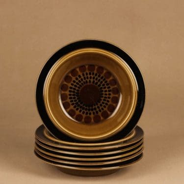 Arabia Kosmos lautanen, syvä, 6 kpl, suunnittelija Gunvor Olin-Grönqvist, syvä, puhalluskoriste