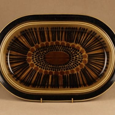 Arabia Kosmos tarjoiluvati, ruskea, suunnittelija Gunvor Olin-Grönqvist, puhalluskoriste