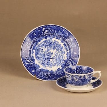 Arabia Maisema kahvikuppi ja lautaset(2), sininen, suunnittelija , kuparipainokoriste