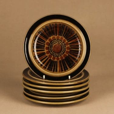 Arabia Kosmos lautanen, pieni, 6 kpl, suunnittelija Gunvor Olin-Grönqvist, pieni, puhalluskoriste, retro