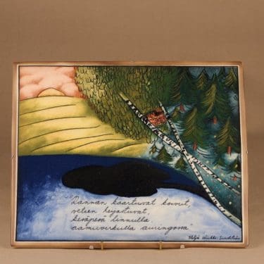 Arabia Rannan koivut seinätaulu, suunnittelija Heljä Liukko-Sundström, kesä, järvi