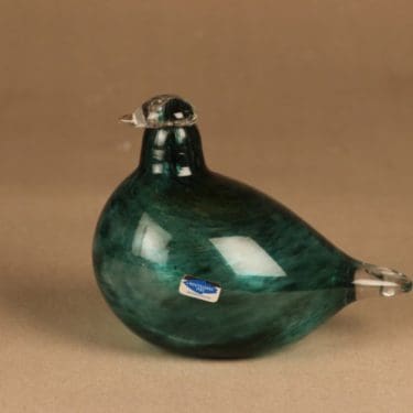 Nuutajärvi lintu , Viherlintu, suunnittelija Oiva Toikka, Viherlintu, signeerattu, numeroitu