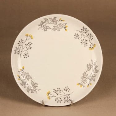 Arabia Hilkka salaattilautanen, musta, keltainen, suunnittelija Esteri Tomula, kukka