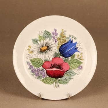 Arabia Valmu lautanen, monivärinen, suunnittelija Esteri Tomula, serikuva, kukka