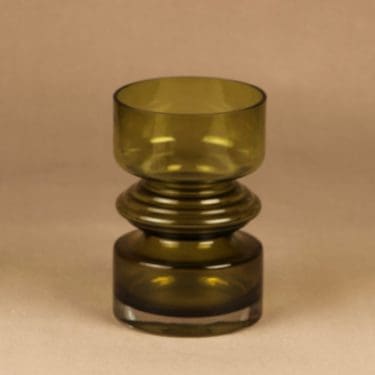 Riihimäen lasi Tiimalasi maljakko, oliivinvihreä, suunnittelija Nanny Still,