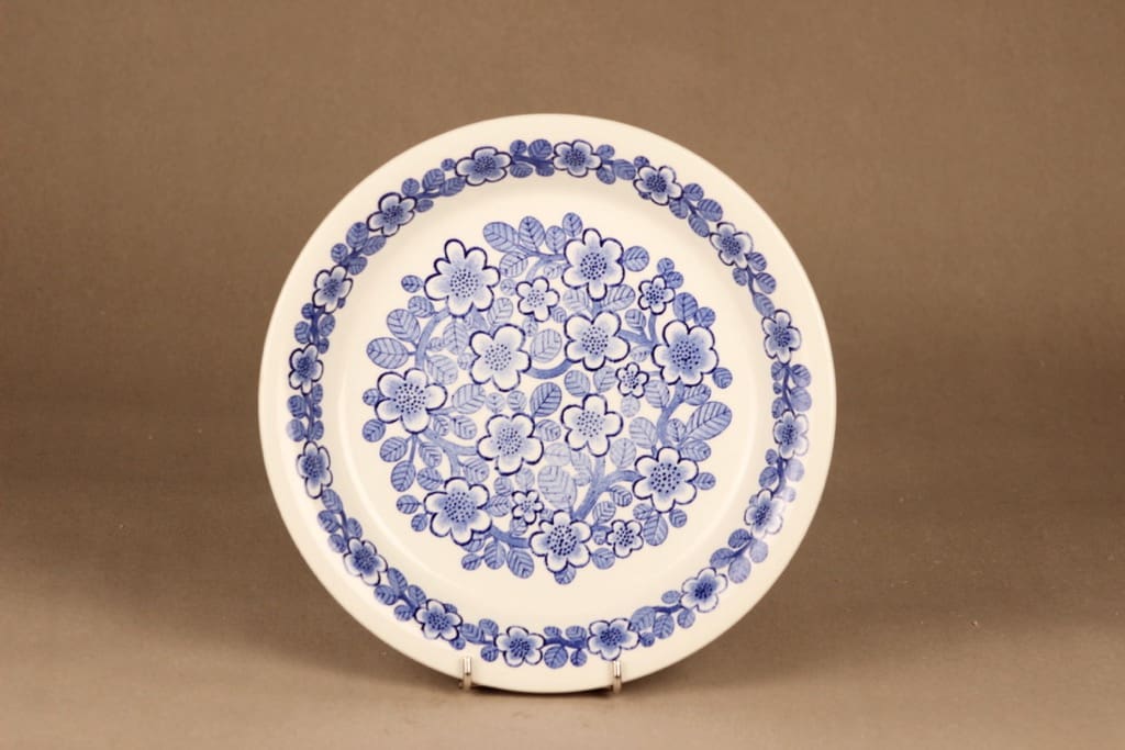 Arabia Kullervo lautanen, matala, suunnittelija Raija Uosikkinen, matala, serikuva, kukka