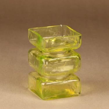 Riihimäen lasi Pala maljakko, keltainen, suunnittelija Helena Tynell,