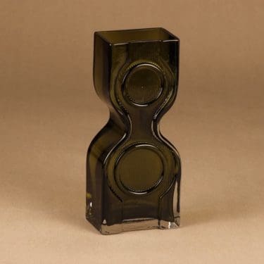 Riihimäen lasi Kaappikello maljakko, oliivinvihreä, suunnittelija Helena Tynell,