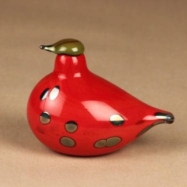 Nuutajärvi lintu , Tulitintti, suunnittelija Oiva Toikka, Tulitintti, signeerattu