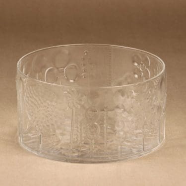 Nuutajärvi Flora malja, kirkas, suunnittelija Oiva Toikka,