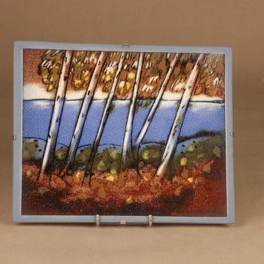 Arabia HLS seinätaulu, Rantakoivut, suunnittelija Heljä Liukko-Sundström, Rantakoivut, signeerattu, tilaustyö