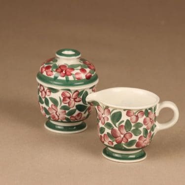 Arabia Purpurijenkka sokerikko ja kermakko, käsinmaalattu, suunnittelija Ulla Procope, käsinmaalattu, signeerattu