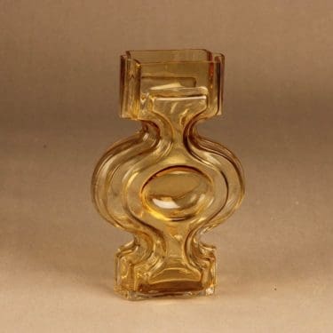 Riihimäen lasi Emma maljakko, amber, suunnittelija Helena Tynell,