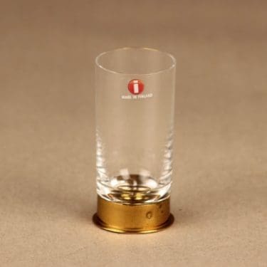 Iittala Caliber snapsilasi, 4 cl, suunnittelija Valto Kokko, 4 cl, messinkihylsy
