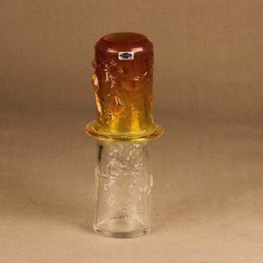 Nuutajärvi Bambu taidelasimaljakko, signeerattu, suunnittelija Oiva Toikka, signeerattu, hyttityö