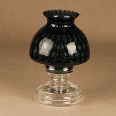 Riihimäen lasi Apollo kynttilälyhty, siniharmaa, suunnittelija Nanny Still,