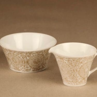Arabia Filigran sugar bowl and creamer, gold designer Raija Uosikkinen