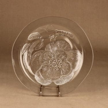 Nuutajärvi Pioni lautanen, kirkas, suunnittelija Oiva Toikka, kukka